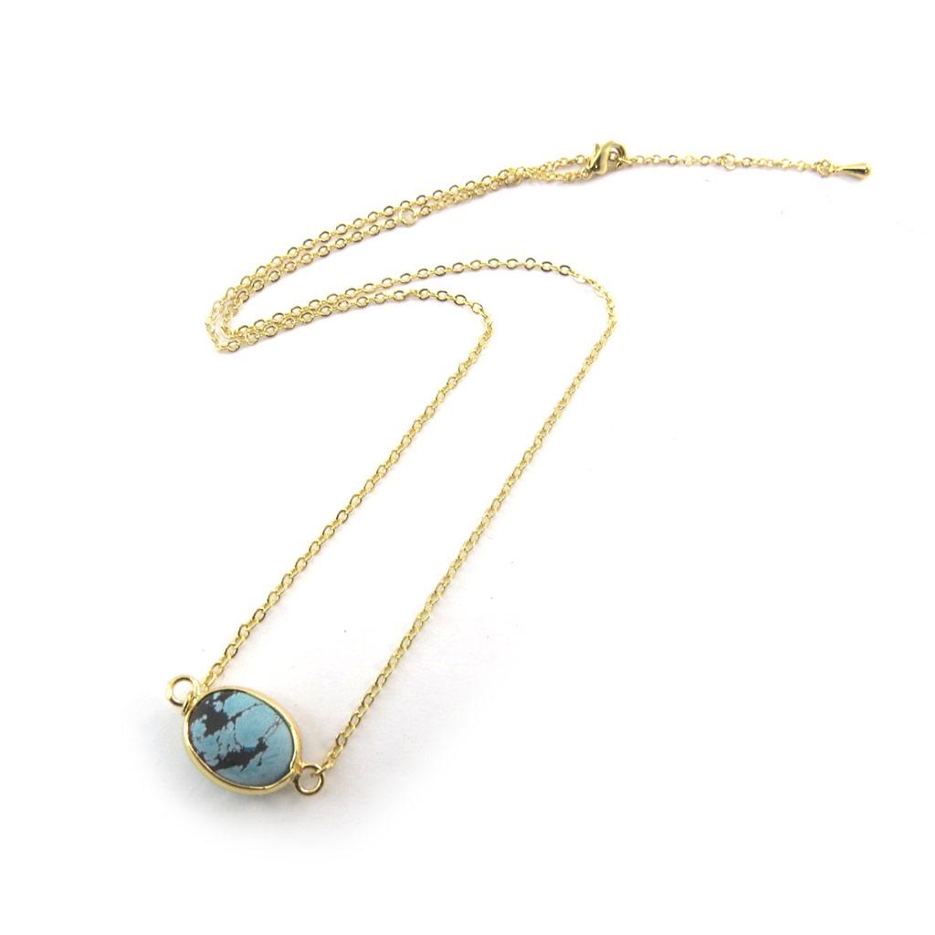 Les Trésors De Lily [N3746] - Golden Turquoise 'Mineralia' Necklace