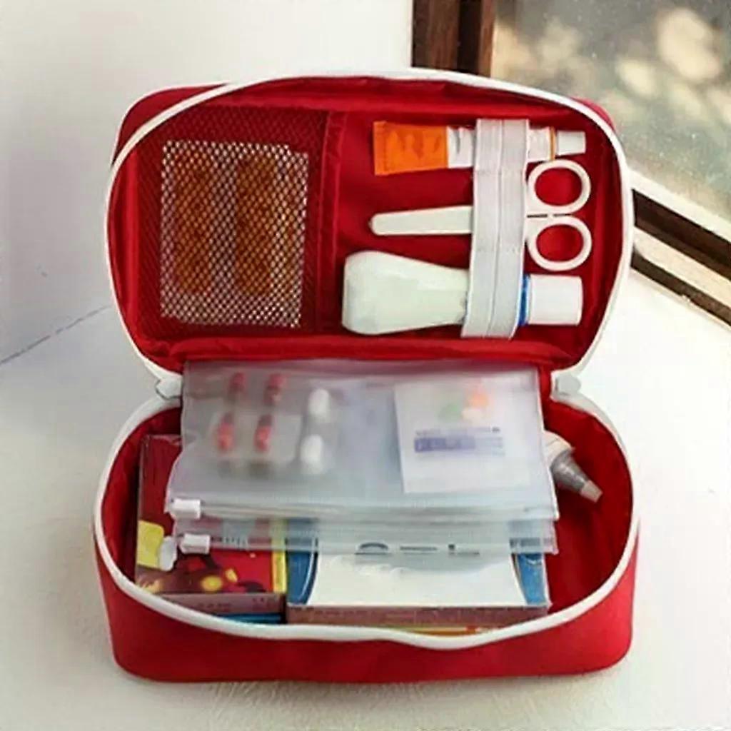 Medicine Bag Travel First Aid Kit Bag, First Aid Kit Emergency Portable Travel Outdoor Camp Survival Medical Bag Built In Pockets And Compartment (Red