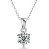 S925 Sterling Silver Six-Prong Moissanite Necklace - Classic, Versatile, and Luxurious.