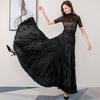 Women Maxi Skirt Elastic High Waist Super Large Pendulum Design Long Skirt Pleated Dance Skirt