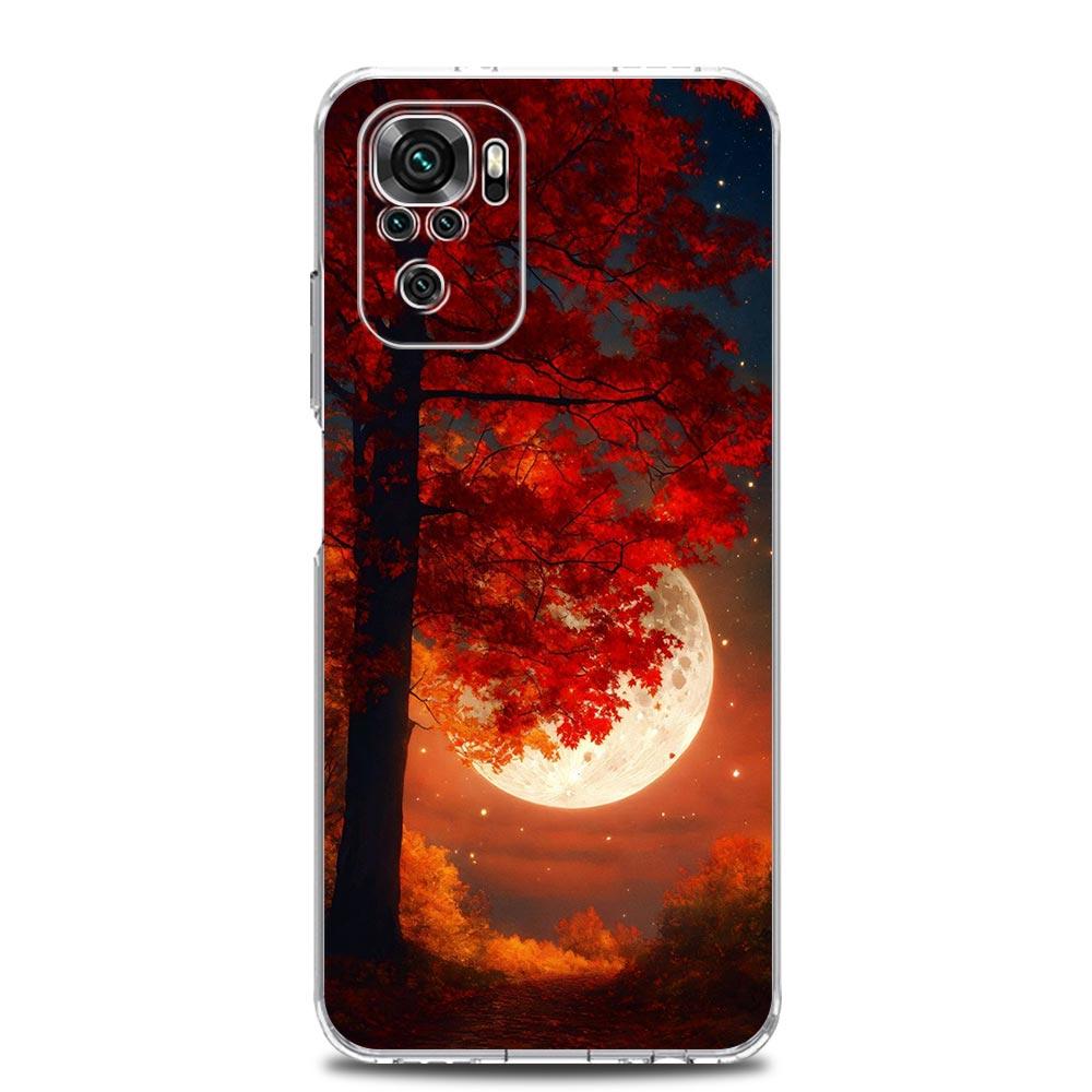 Чехол для телефона для Xiaomi Redmi Note 15 14 13 12 4G 10 11 Pro Plus 5G 14C 13C 12C 10C Прозрачный Мягкий ТПУ Чехол Луна на Ветке