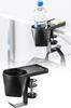 Sanwa Direct Drink Holder, Desk, Headphone Hanger, Bag Hanger, Clamp Type, Metal, 5kg Weight Capacity, Black, 200-STN063BK
