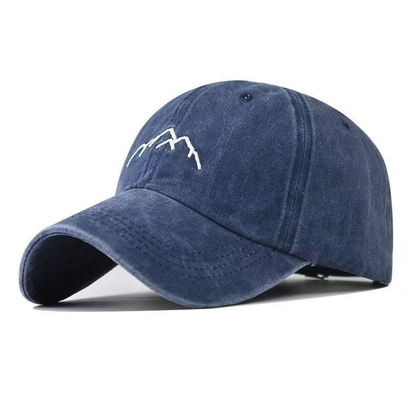 Retro distressed washed baseball cap for men and women, casual fedora hat, fashionable outdoor multi-purpose embroidered mountain peak hat.