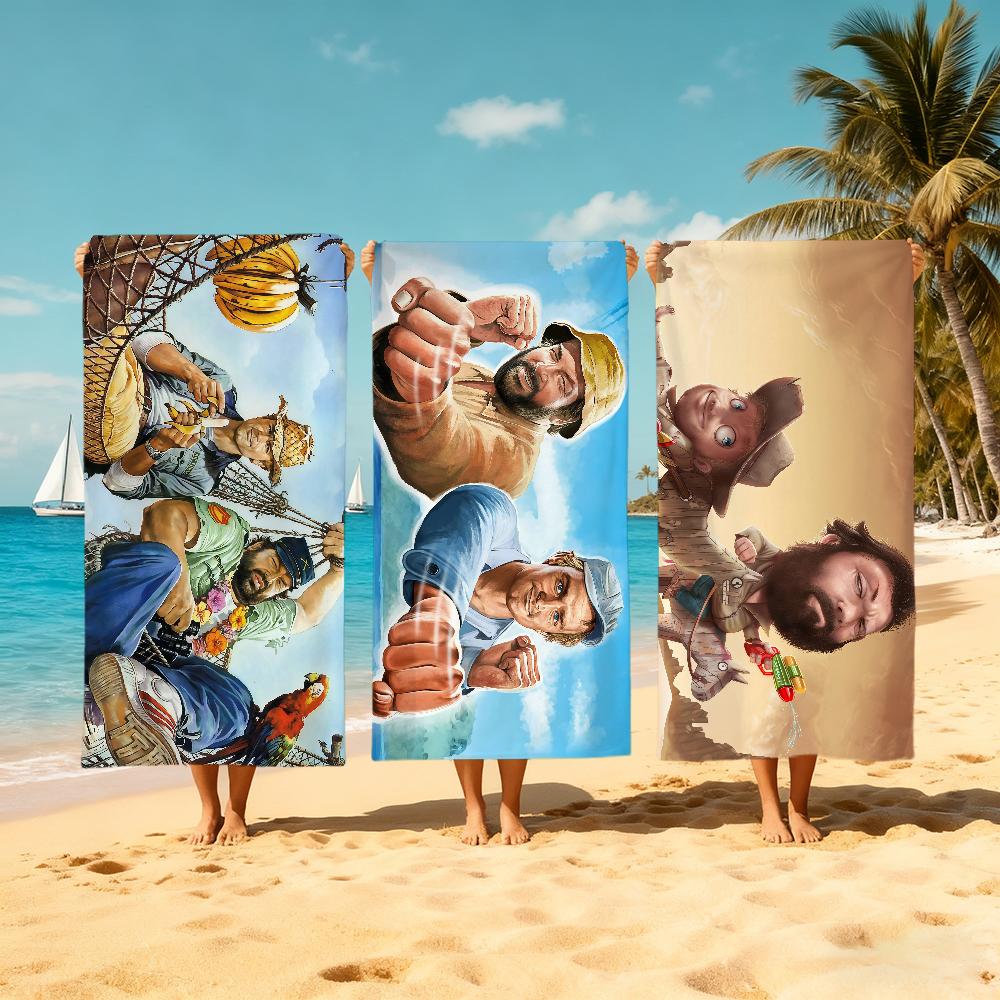 B-bud Spencer and Hill Towel Large Quick-Drying Microfiber T-terence soft Beach Towel for Travel Fitness Sauna Bathing Camping