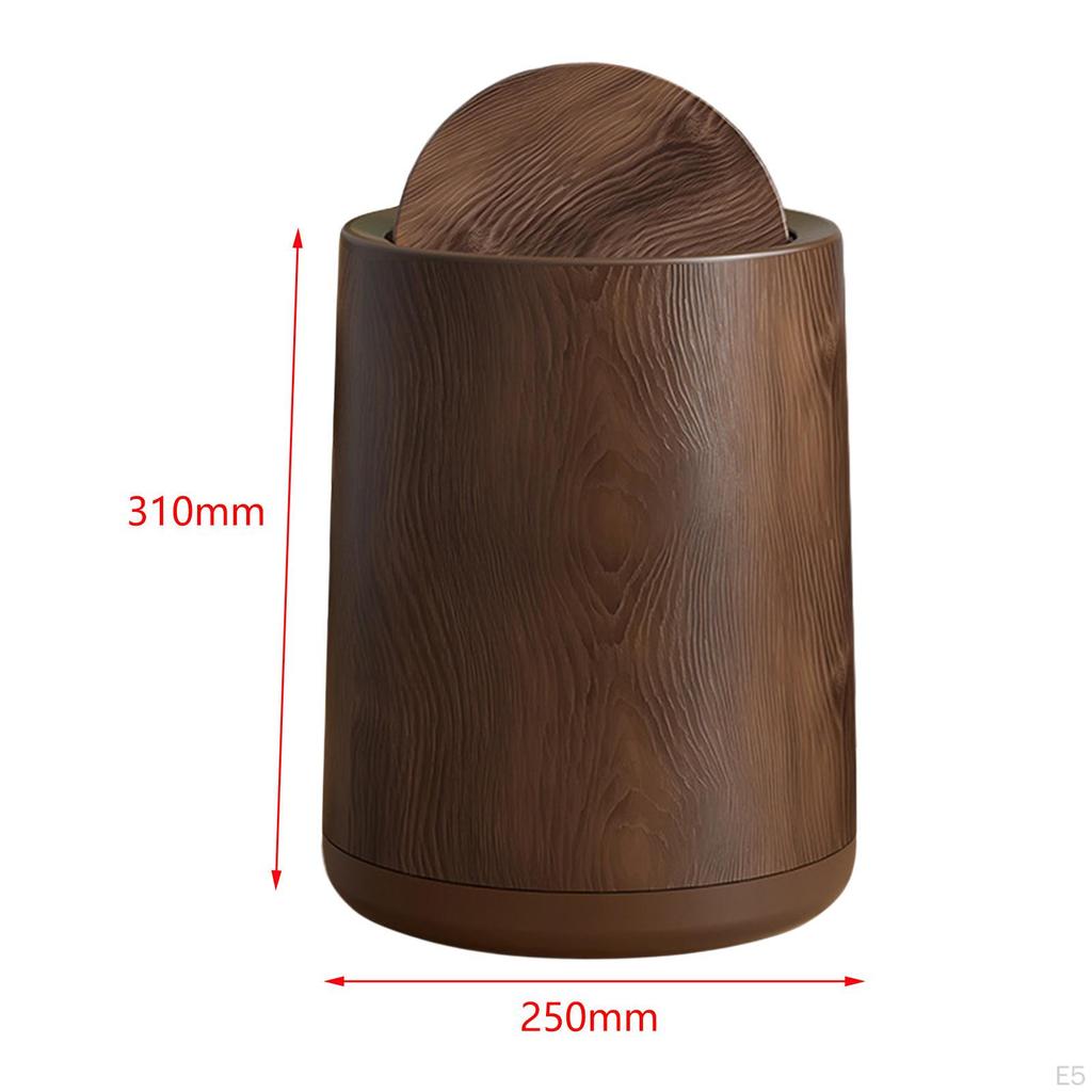 Trash Can Garbage Container with Swing Lid Imitation Wood Grain Removable Inner Household Bin