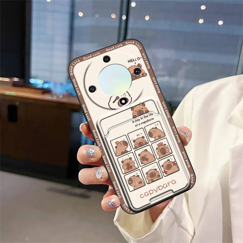 Противоударная задняя крышка Чехол для телефона для Honor X9a 5G/Magic5 Lite Слот для карт Грязеотталкивающий Защитный силиконовый Кармашек для карт Милый