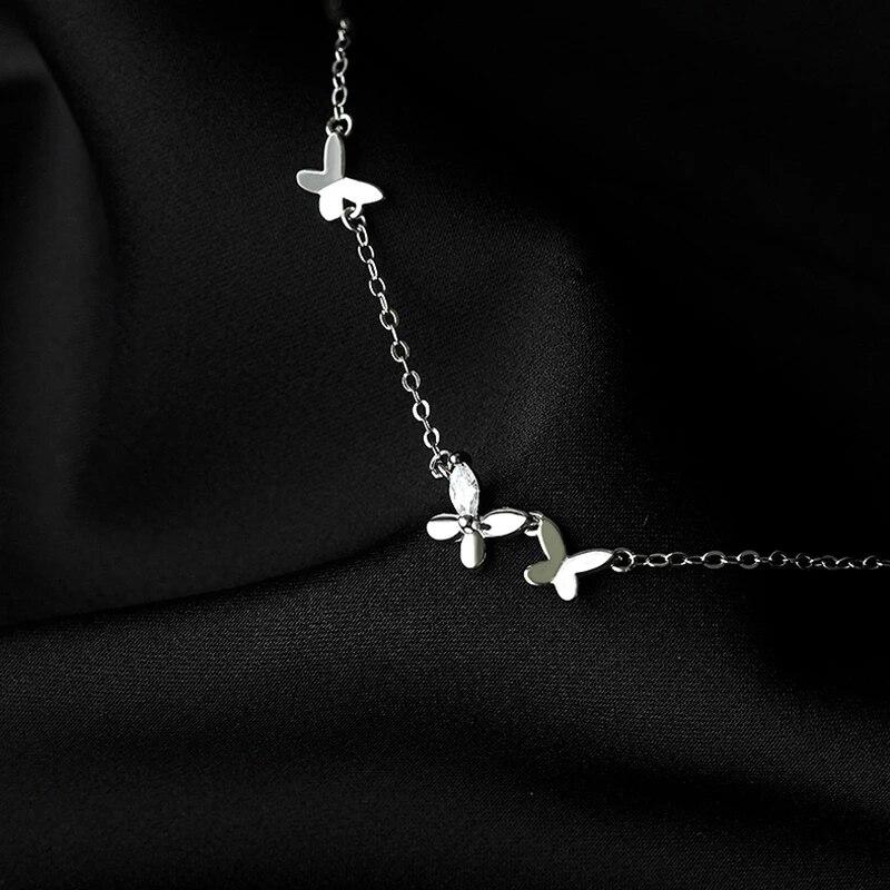 925 Sterling Silver Link Chain Zircon Butterfly Charm Bracelet for Women Girls Party Jewelry Pulseras Mujer Sl190
