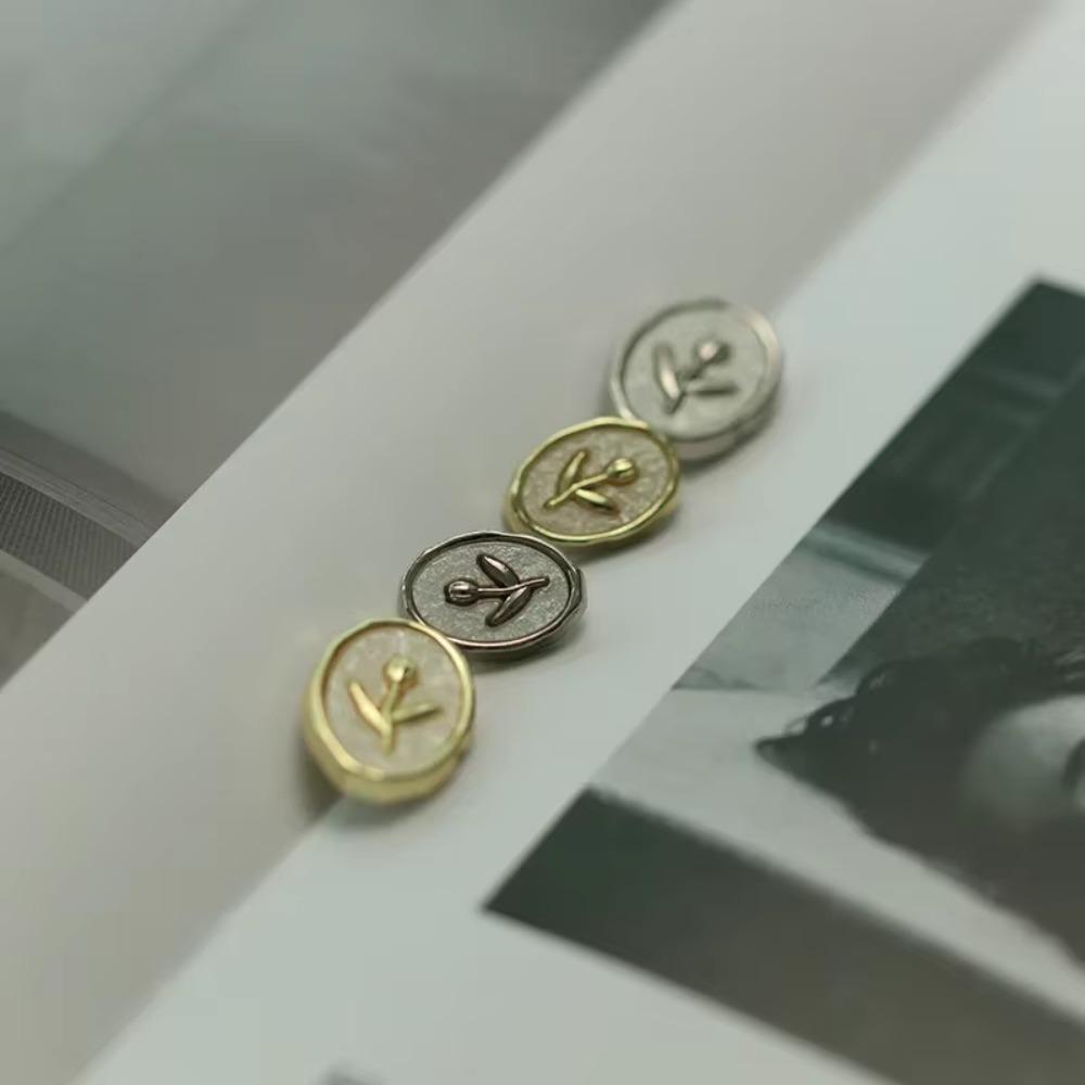 10 Pieces for A Set of Beautiful Vintage Tulip Design Oval Metal Buttons, Sweater Coat Casual Blazer Jacket Decorative Buttons