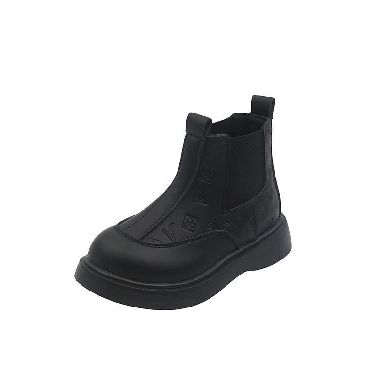 Модные универсальные новые черные одинарные ботинки в британском стиле детские короткие ботинки детские кожаные ботинки