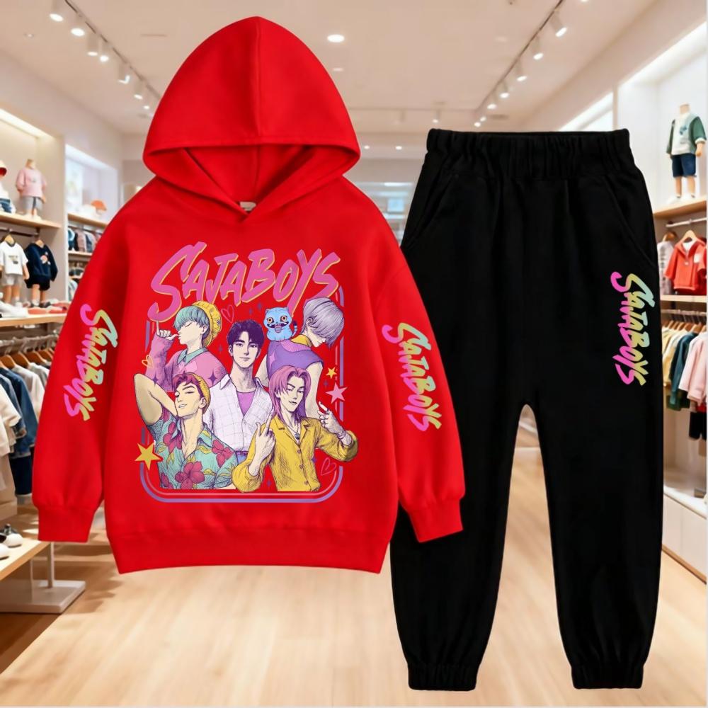 KPop Demon Hunters Print Clothing Children Hoodie 2pcs Set Pants Suit Kids Boys Tracksuit Girls Clothing Sport Tracksuits