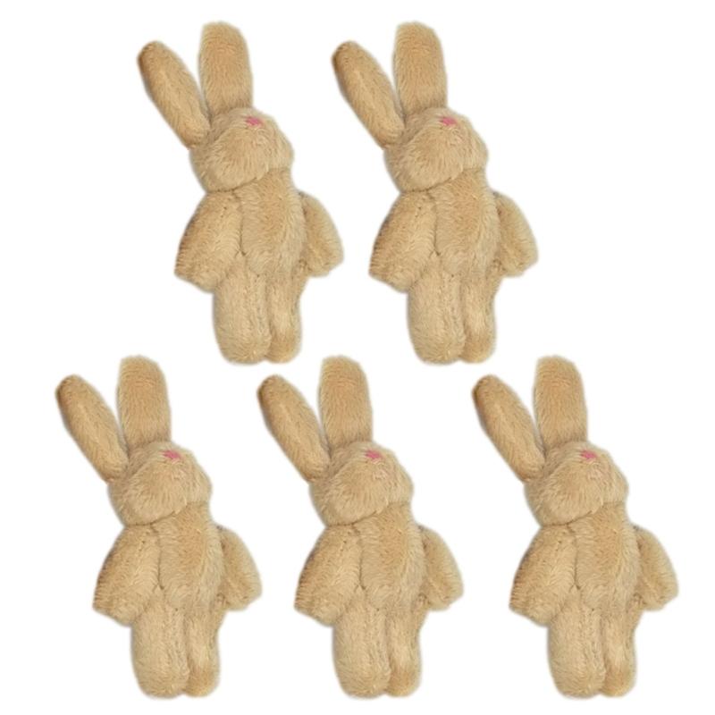 5pcs 4.5cm 6cm 5-color Soft Mini Joint Rabbit Pendant Plush Bunny For Keychain Bouquet Toy Doll DIY Ornaments Gifts
