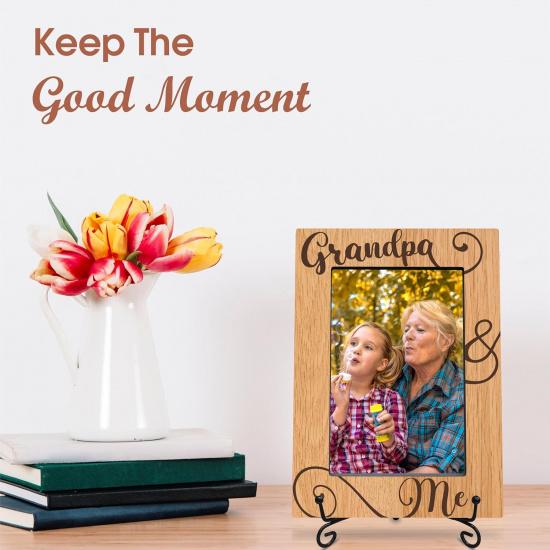 Grandpa & Me Wood Photo Frame - 4x6 Grandpa Picture Frame With A Stand, Father's Day, Grandfather Gifts, Best Grandpa Ever, Home Decoration &