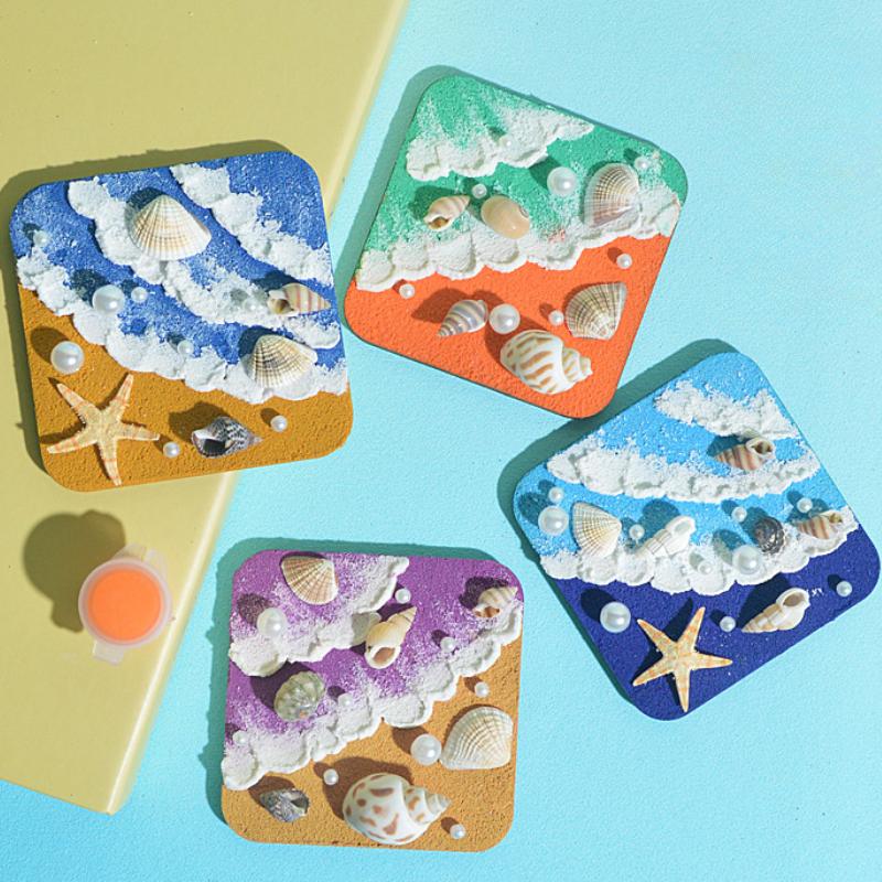 Картина с текстурой кварцевого песка Магниты на холодильник Ручной работы DIY Материал Пакет Океанский магнит на холодильник Домашний декор