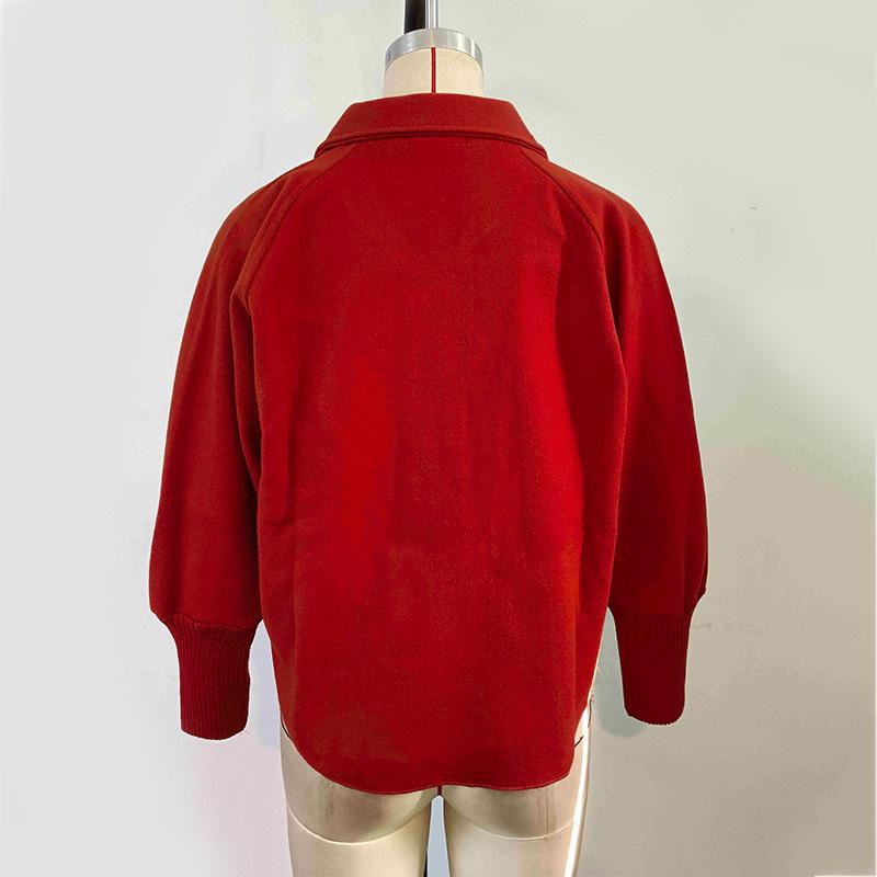 Весенние и осенние топы, трикотажные, рукав «летучая мышь», женская верхняя одежда, твидовый жакет