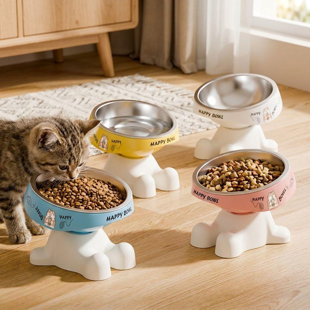 Chew-Proof Edge Elevated Pet Bowl Non-Slip Base Cat Food Water Bowl Dog Accessories