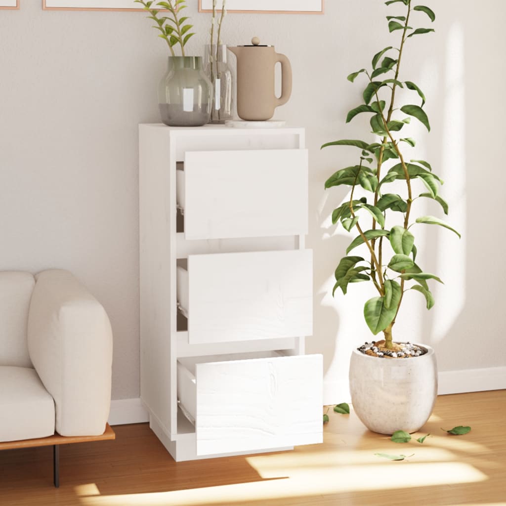 Sideboard White 32 x 34 x 75 cm Solid Pine Wood