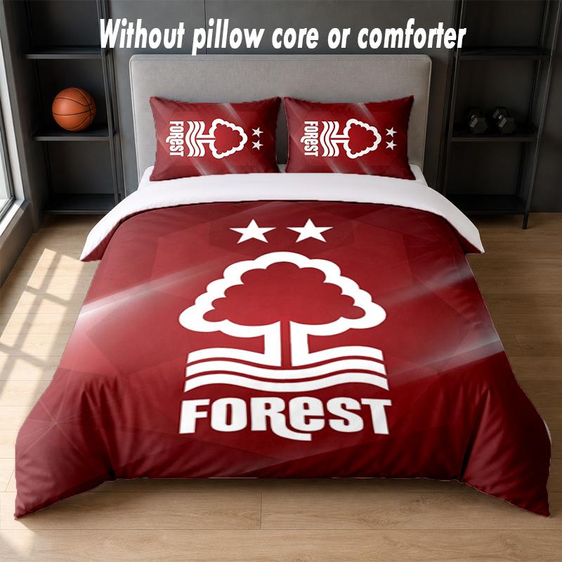 Nottingham Forest Design Bed Bedding Set 1 Duvet Cover + 2 Pillowcases Soft Breathable Household Bed Linens