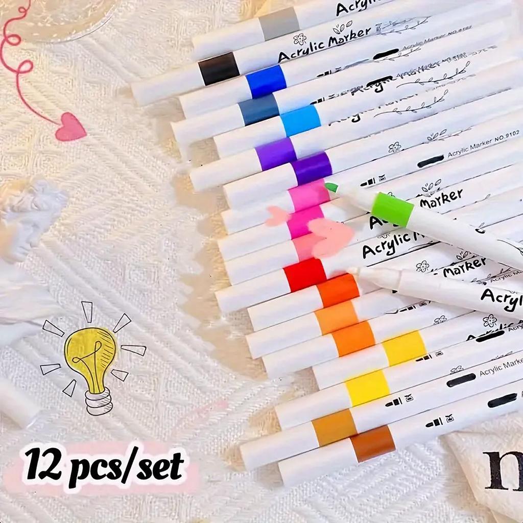 12/48Colors Acrylic Markers, Painting Tools Set, Perfect For Decoration