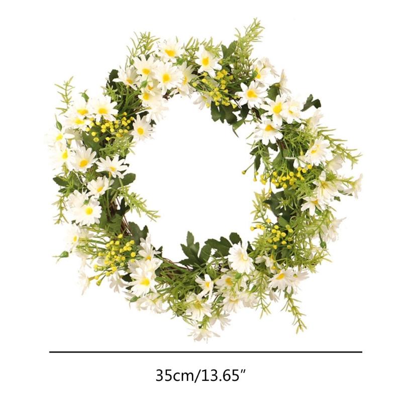 Spring Wreath Artificial Daisys Wreath with Flower Summer Wreath for Front Door Wall Window Party Festival Wedding Decors