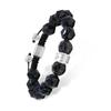 AWNL Плетеный черный браслет из натурального камня с нуумитом, 10 мм, мужской камень, бусины, затягивающийся шнурок, амулет, 15,5-17 см