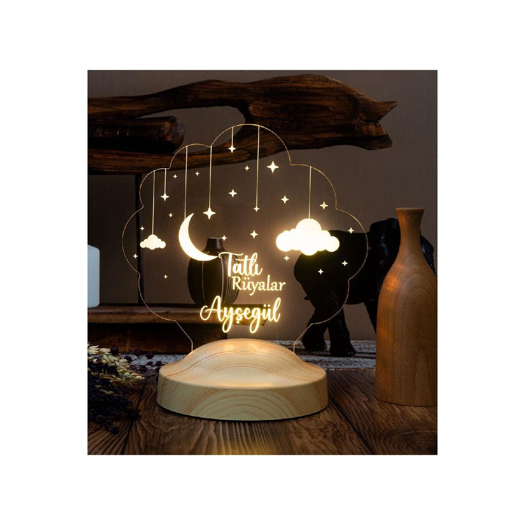 Kids Room Cloudy Night Light, Baby Gift Led Lamp With Name, Kids Room Decor