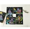 4 Pcs/Set A5 Colorful City Night View Scraping Painting Cartoon Anime Character Magic Art Graffiti Scratch Painting Drawing Toys