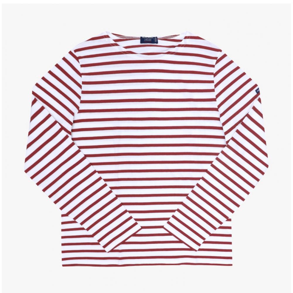 Saint James Modern Stripe Унисекс футболка с длинным рукавом 9858 Neige Terracotta