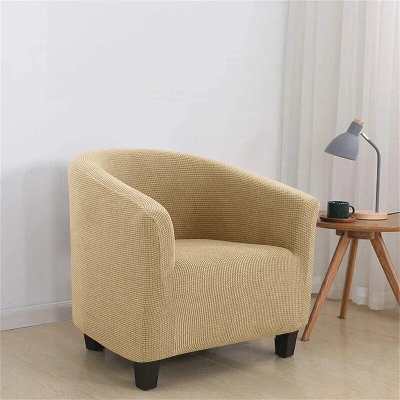 Club Arm Chair Cover Stretch Tub Chair Slipcover Solid Color Sofa Cover Polar Fleece Couch Covers for Bar Counter Living Room