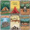 Camping Adventure Plaques Vintage Metal Plate Mountain Trip Campervan Tours Retro Metal Sign Wall Decor Travel Club Camping Cars