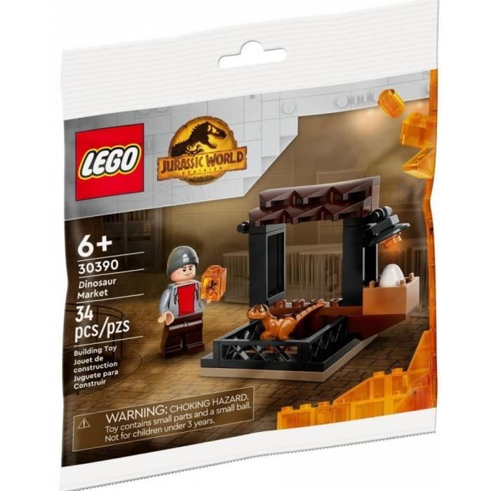Jouet de construction - lego - jurassic world 30390 - dinosaure - stand de marché - 4 ans et plus