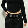 Винтажный пояс с заклепками, широкий пояс, панк, пояс на талию, уличная одежда Y2K, кожаный пояс, вечеринка