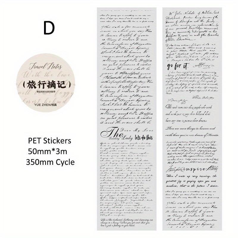 Journamm 50 мм*3 м Винтажные буквы ПЭТ-ленты DIY Скрапбукинг Планировщики Декор Журнал для мусора Водонепроницаемые Коллаж Канцелярские ленты