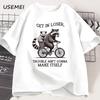 Get In Loser T Shirt Funny Raccoon Graphic T Shirts Cotton Short Sleeve Printed Casual Loose Oversize Cotton Clothing Tops