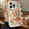 Phone Case: 2D flat design suitable for iPhone 18, 17, 16, 15, 14, 13 Pro protective case, little white cat with a bow, perfect Christmas and Hallowee