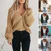 Women Chunky Knit Cardigan Fall Winter Open Front Sweater Button Closure Single Breasted Solid Color Loose Short Outerwear Coat