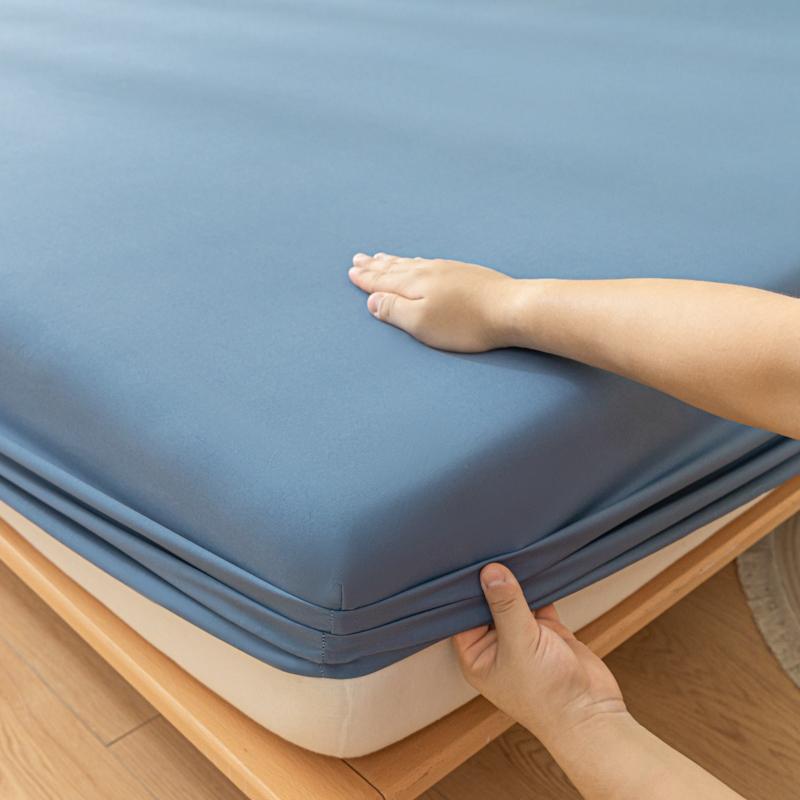 Fitted Bed Sheet with Elastic Band Solid Color Soft Mattress Cover for Single Double King Queen Bed 90/120/140/150/160/180x200cm