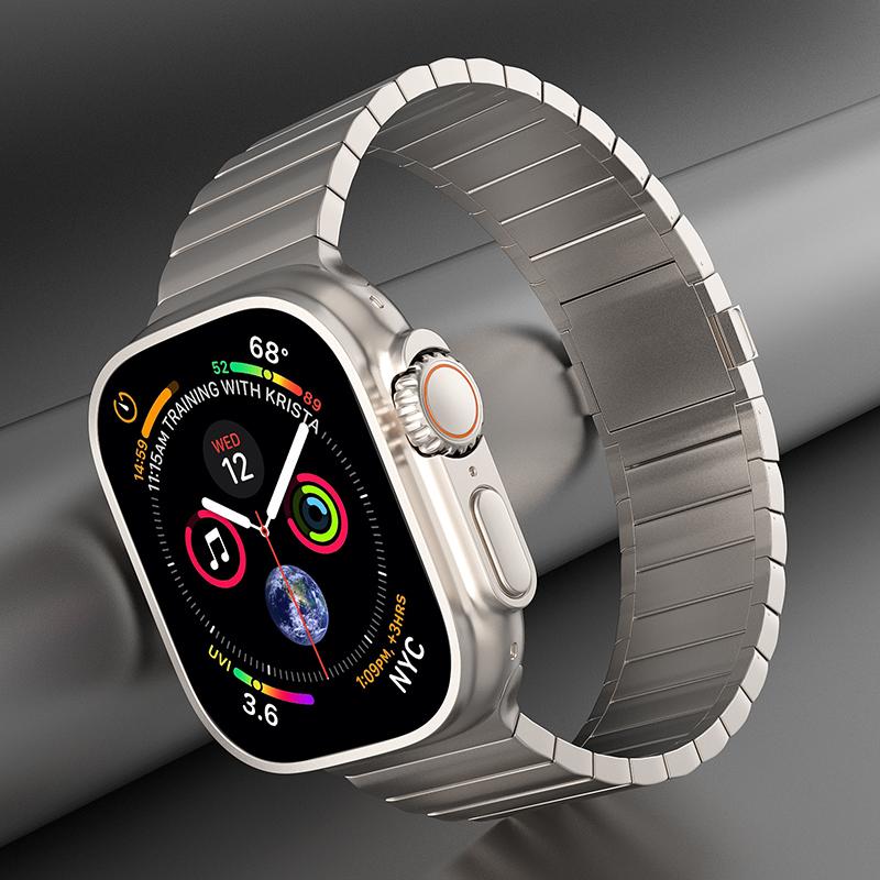Для Apple Watch Ultra 3 2 1 49 мм / Series 11 10 46 мм / 9 8 7 45 мм / SE3 SE2 SE 6 5 4 44 мм / 3 2 1 42 мм Титановый сплав Ремешок для часов Магнитная застежка