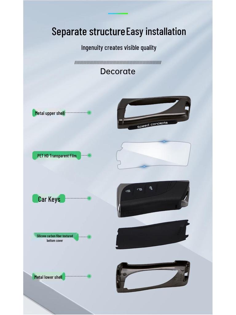 Lexus Key Case for ES200, ES300h, NX200, ES260, LS, RX300 - Car Key Shell with Buckle
