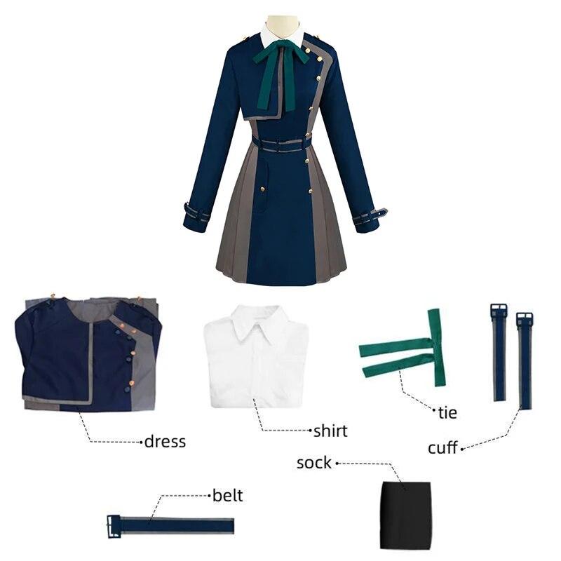 Костюм для косплея Lycoris Recoil Nishikigi Chisato Inoue Takina, платье для косплея, униформа, парик, костюмы на Хэллоуин для женщин