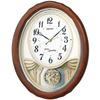Clock AM257B Wall Melody Triple Decorative Wooden Brown Clock, Clock, Radio-Controlled Analog, Selection, Melody, Pendulum, Frame,