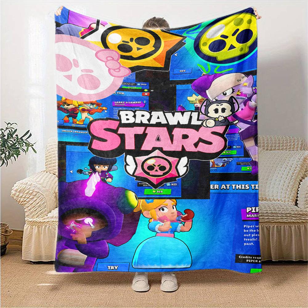 Плед Brawl Stars Удобный Подходит для Дивана Постельного Белья Офисного Кресла Всесезонное Использование Игривый Дизайн Подарок для Путешествий Дома Дней Рождения