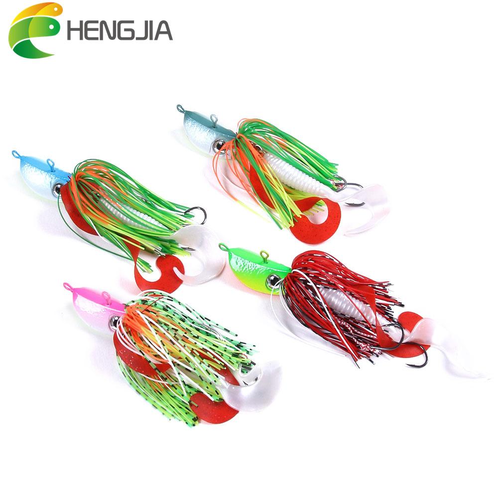 HENGJIA Lead Head Jig Hooks Spinnerbait Soft Grub Lures Tackle Pack of 4