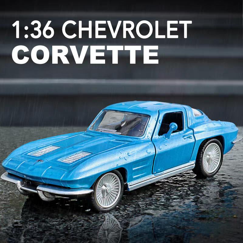 Chevrolet Corvette C2 1963 Ретро Классический Суперкар Симуляция Литой и Игрушечный Автомобиль RMZ city 1:36 моделей автомобилей из сплава, подарки для детей