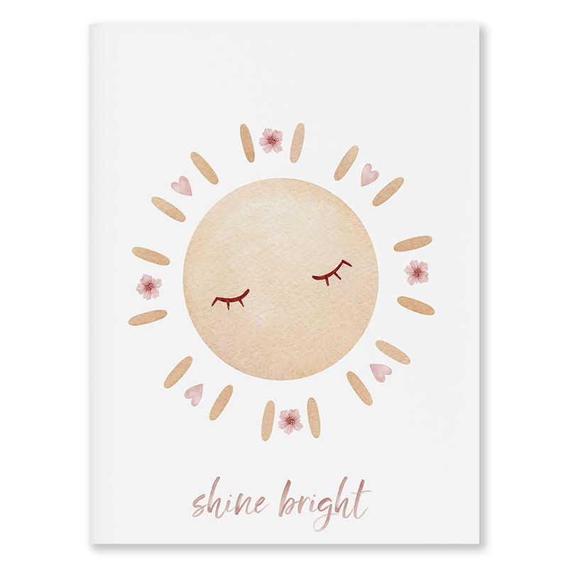 Bohemian Style Rainbow Series Canvas Painting Pink Sun Love Heart Cosy Wall Art Girls Bedroom Trend Decoration Unframed Poster