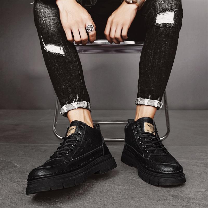Модная мужская классика Ретро рабочие ботинки Модная универсальная мужская обувь Круглый носок Ботинки на шнуровке Мужские водонепроницаемые повседневные мотоциклетные ботинки