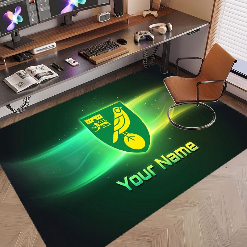 Custom Rug Norwich City Pattern Print Name Text Soft Non‑Slip Floor Carpet for Home Indoor Decoration