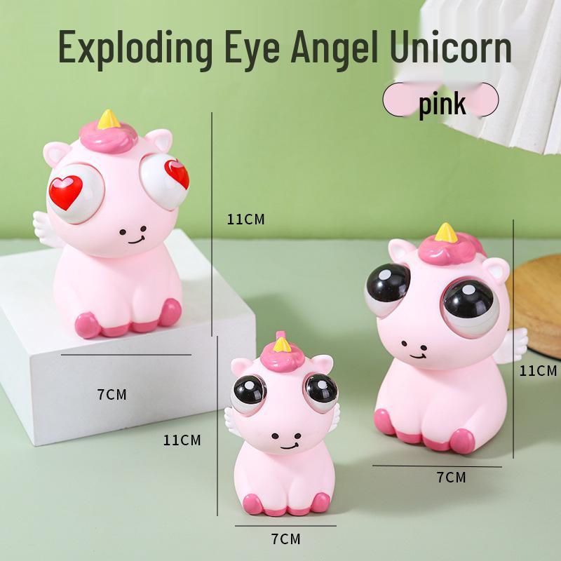 Googly-Eyed Stress Relief Unicorn Doll - Silicone Squeeze Toy with Bursting Eyes for Venting Stress