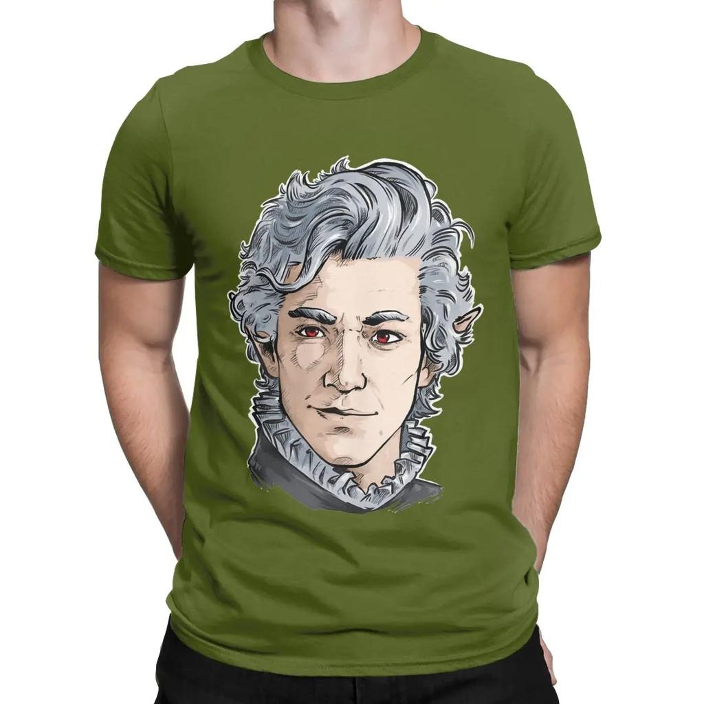 Astarion Baldurs Gate Vampire T-Shirts for Men Vintage 100% Cotton Tee Shirt Crewneck Short Sleeve T Shirt Birthday Clothes