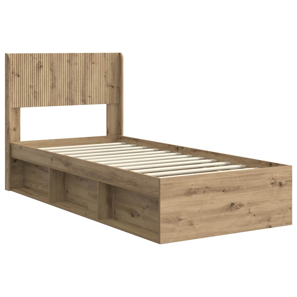 Bed Frame with Storage Space and Headboard Artisan Oak 75 x 190 cm