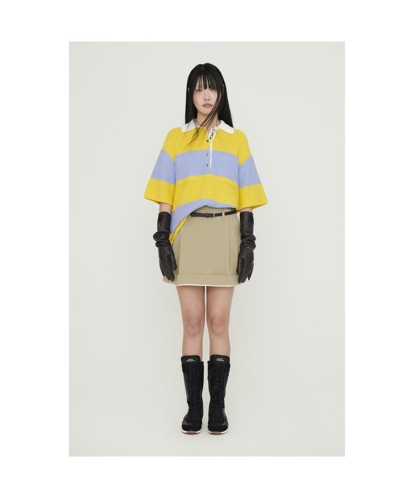 LUCKY CHOUETTE Coloring Point Mini Skirt (Optional Belt) (Beige)_Lfkas25220Bex